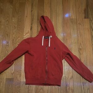 Red polo hoodie